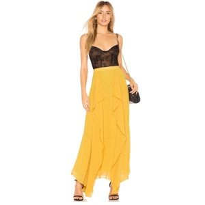 BcbgMaxAzria Amalli Ruffle Maxi Skirt Champagne